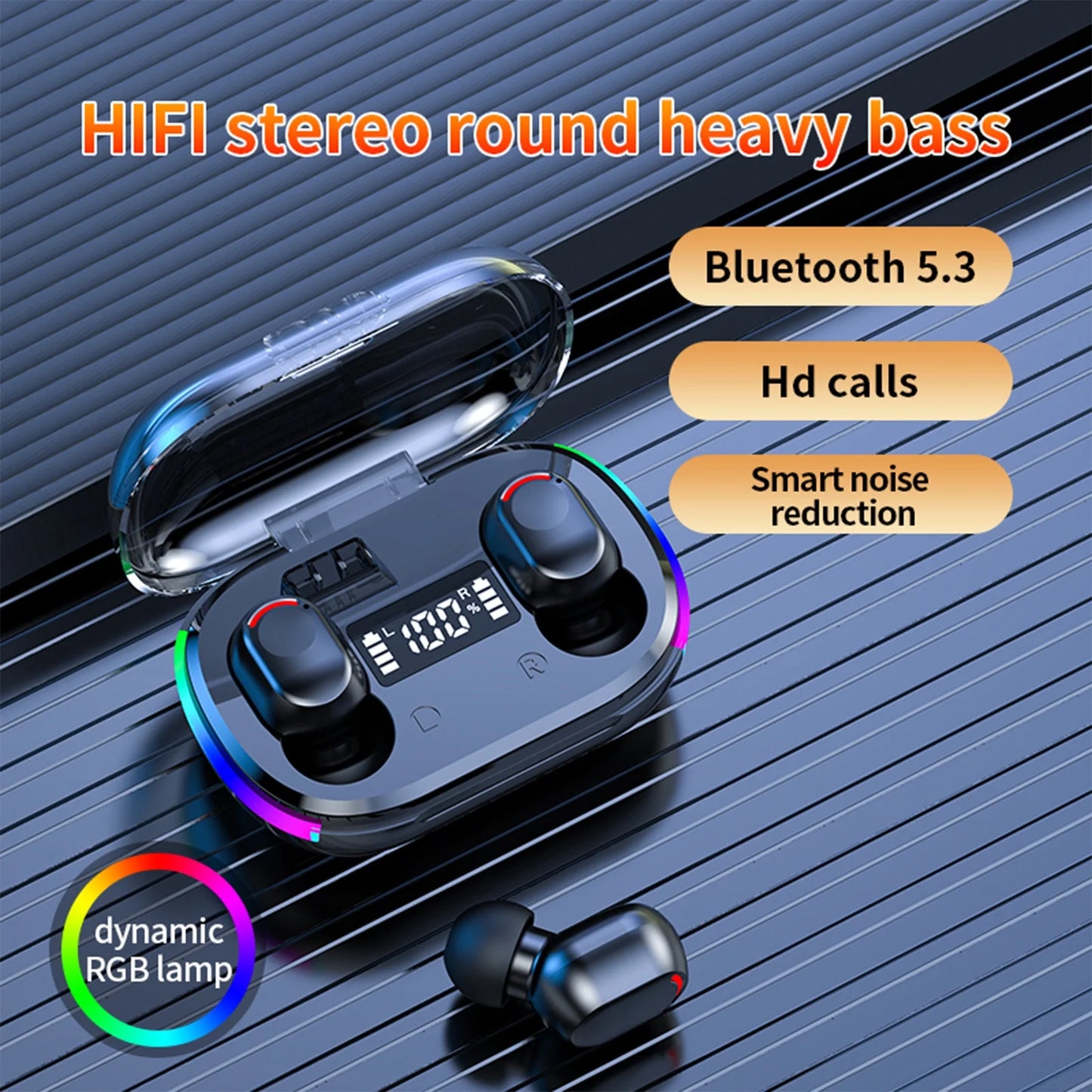 Back to School Supplies Electronics Wireless Earbuds Bluetooth 5.3 in Ear Light-Weight Headphones Built-In Microphone IPX5 Waterproof Immersive Premium Sound Headset with Charging Case Black