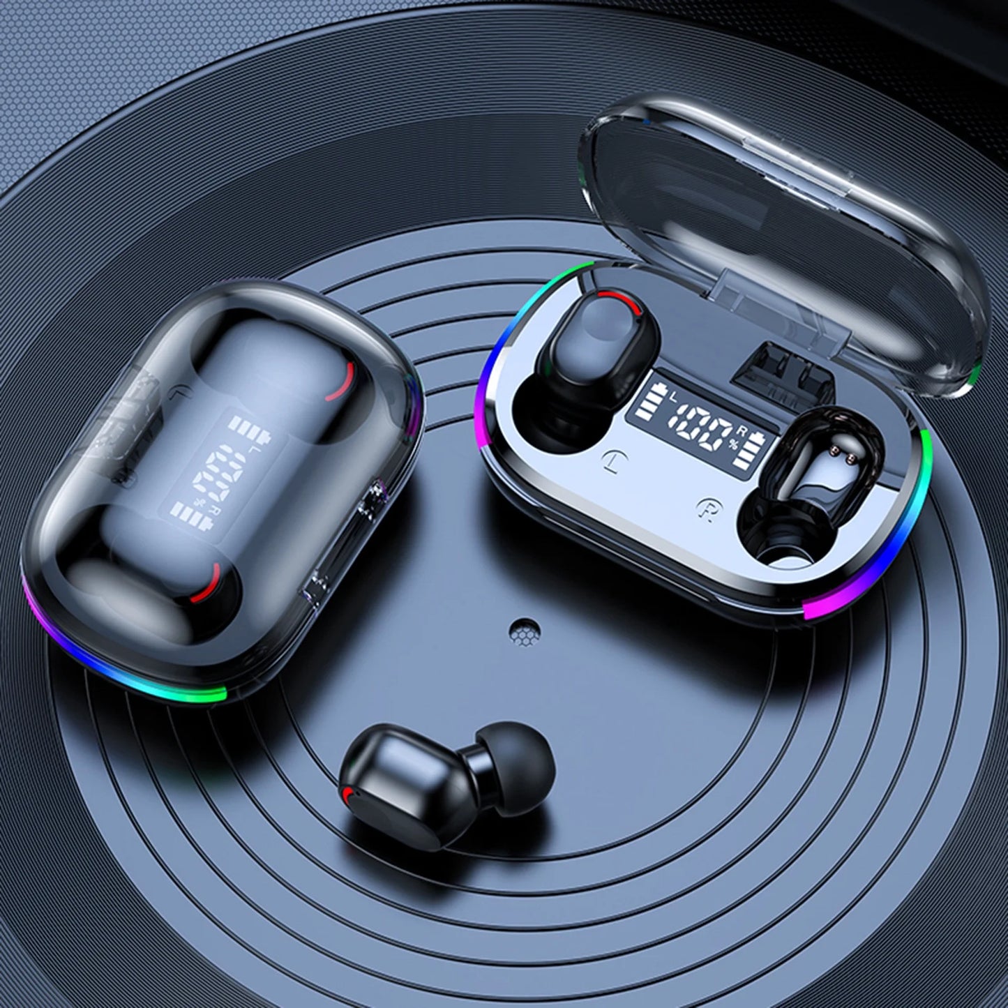 Back to School Supplies Electronics Wireless Earbuds Bluetooth 5.3 in Ear Light-Weight Headphones Built-In Microphone IPX5 Waterproof Immersive Premium Sound Headset with Charging Case Black
