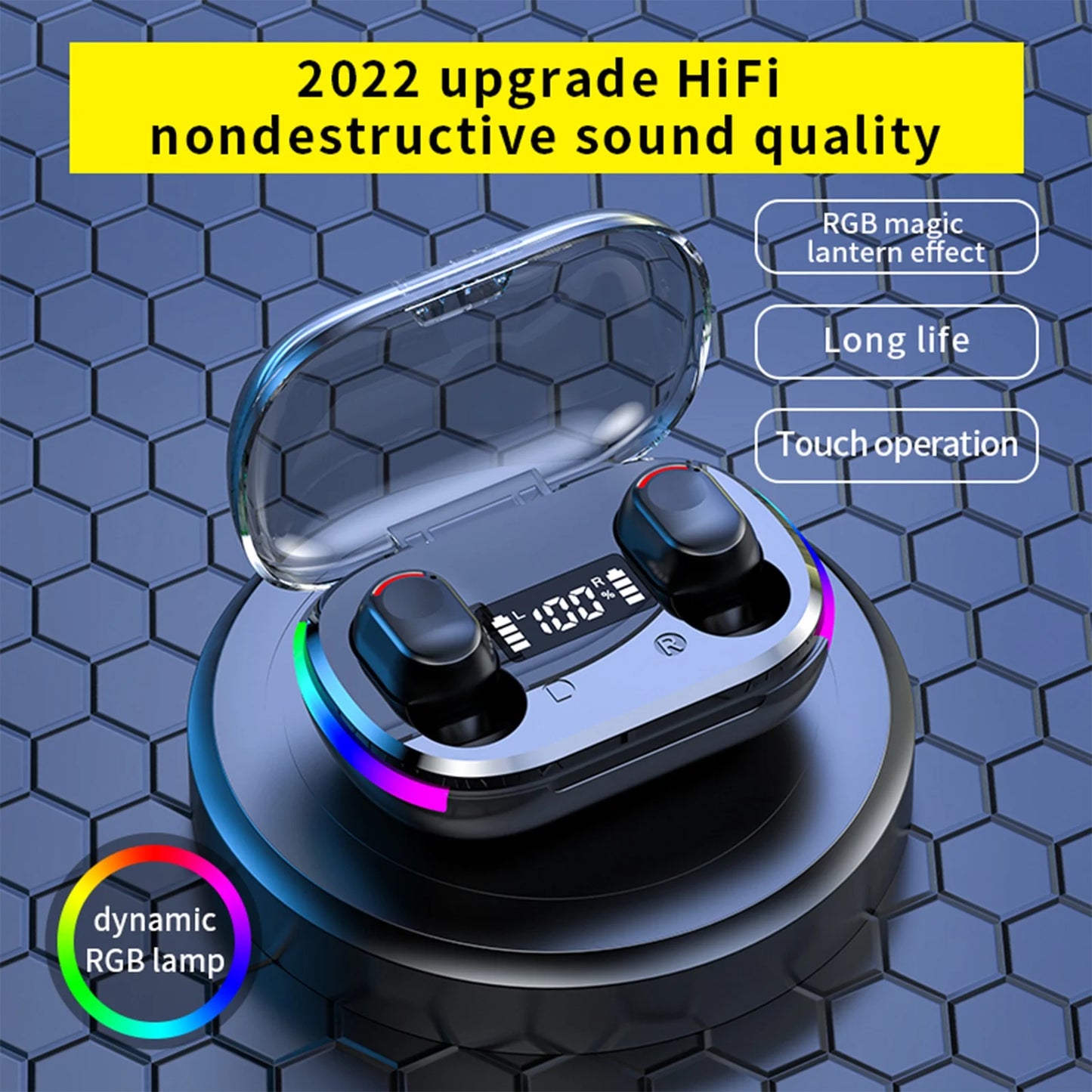 Back to School Supplies Electronics Wireless Earbuds Bluetooth 5.3 in Ear Light-Weight Headphones Built-In Microphone IPX5 Waterproof Immersive Premium Sound Headset with Charging Case Black