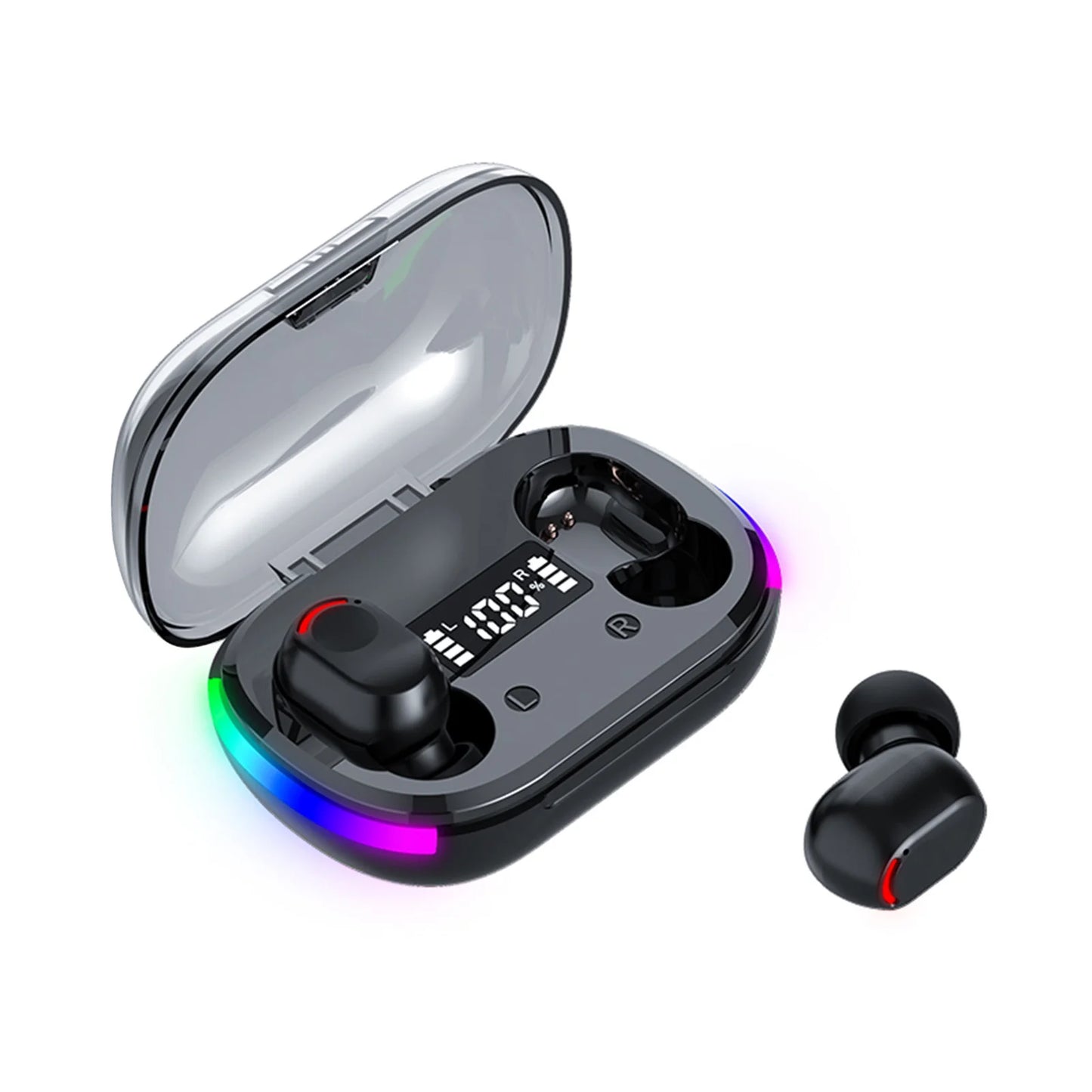Back to School Supplies Electronics Wireless Earbuds Bluetooth 5.3 in Ear Light-Weight Headphones Built-In Microphone IPX5 Waterproof Immersive Premium Sound Headset with Charging Case Black
