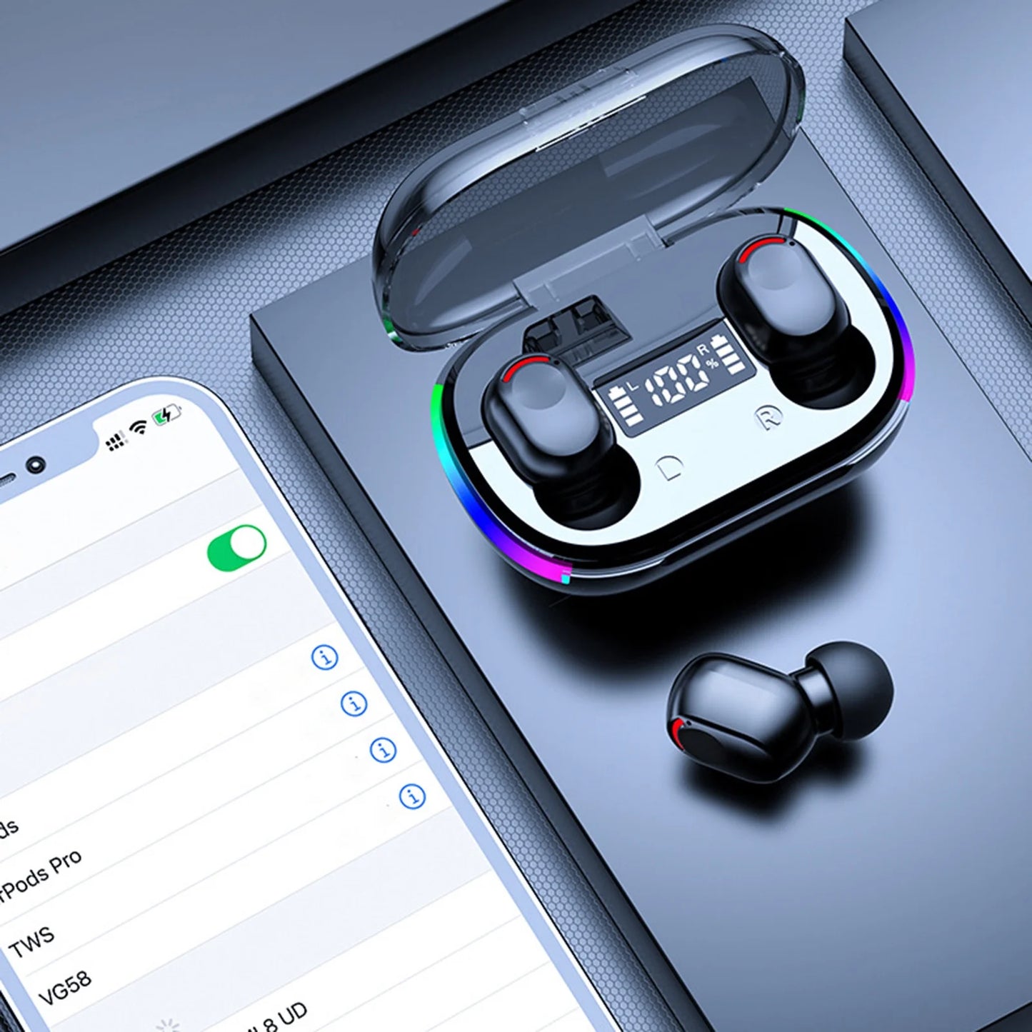 Back to School Supplies Electronics Wireless Earbuds Bluetooth 5.3 in Ear Light-Weight Headphones Built-In Microphone IPX5 Waterproof Immersive Premium Sound Headset with Charging Case Black