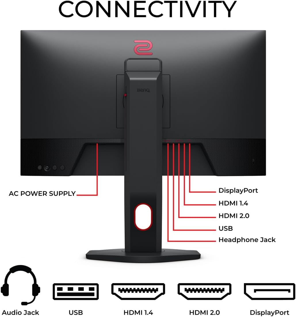 Zowie XL2411K 24 Inch 144Hz Gaming Monitor | 1080P | Smaller Base | Ergonomic Stand | XL Setting to Share | Customizable Quick Menu | Dyac | 120Hz Compatible for PS5 and Xbox Series X