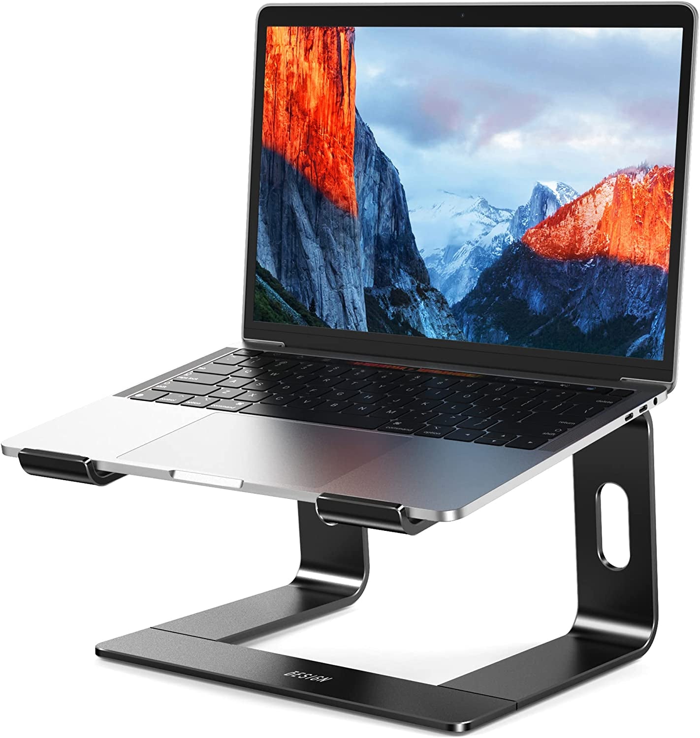 LS03 Aluminum Laptop Stand, Ergonomic Detachable Computer Stand, Riser Holder Notebook Stand Compatible with Air, Pro, Dell, HP, Lenovo More 10-15.6" Laptops, Black