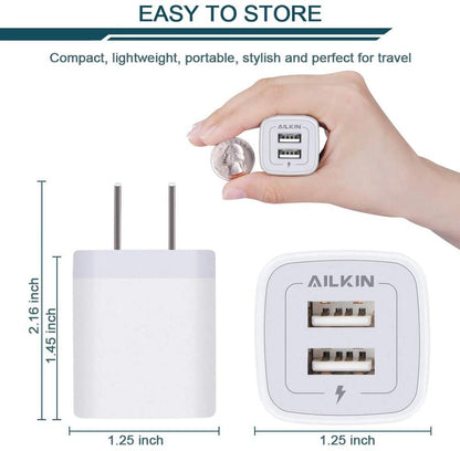 USB Wall Charger,Usb Charger Adapter, 2.1A Dual Port Fast Charging Station Plug Charger Block Iphone Wall Charger,White