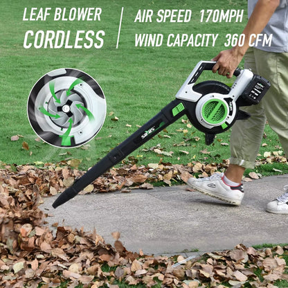 Leaf Blower&Vacuum SOYUS 3In1 Leaf Vacuum Mulcher 40V 360CFM 5 Speeds Brushless Battery Operated Leaf Blower for Lawn C