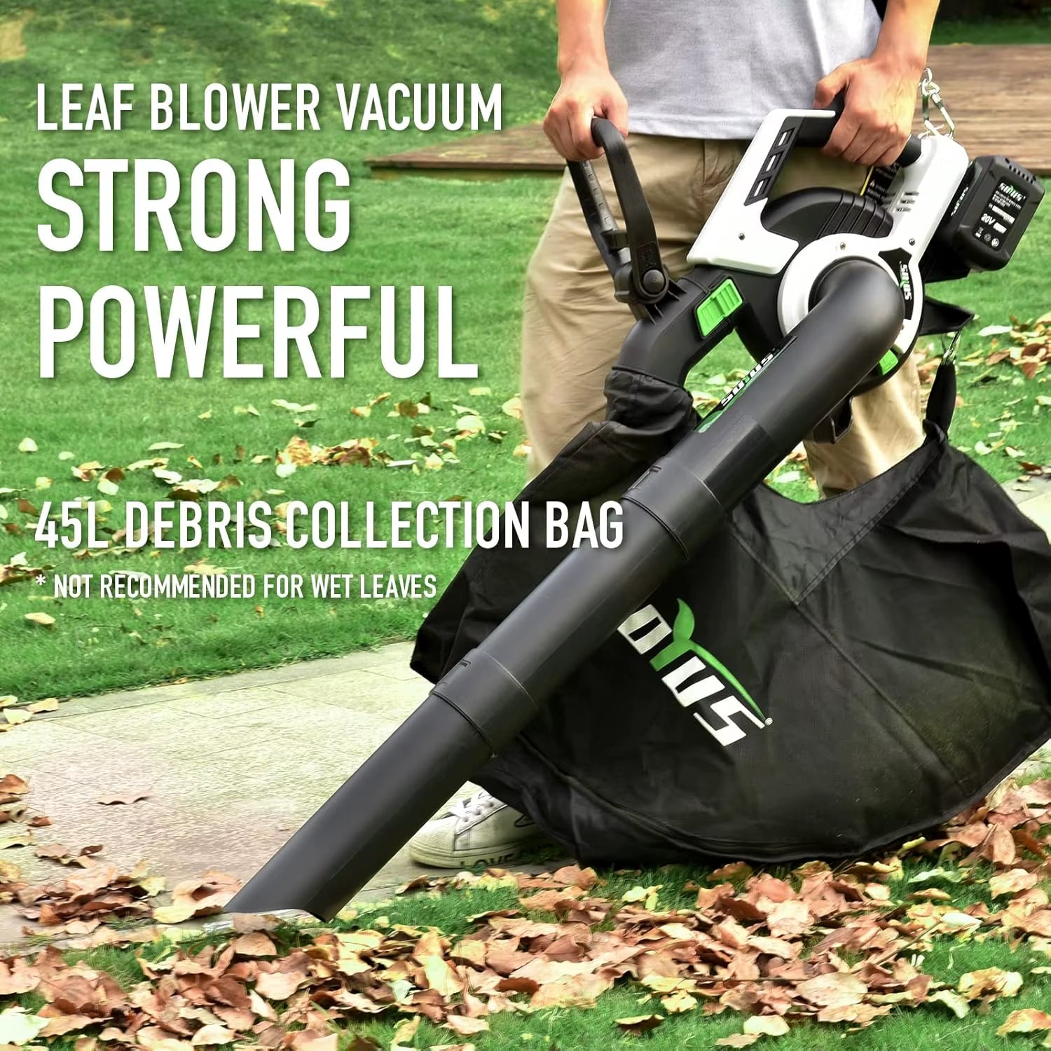 Leaf Blower&Vacuum SOYUS 3In1 Leaf Vacuum Mulcher 40V 360CFM 5 Speeds Brushless Battery Operated Leaf Blower for Lawn C