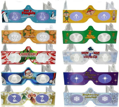 3D Christmas Glasses - 10 Pack Holiday Specs - Hologram Holiday Images