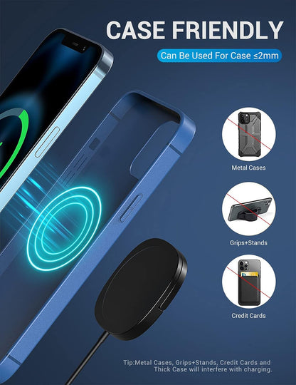 Iphone Magnetic Wireless Charger - Super Fast Mag Safe Charging Pad and 20W PD2.0 USB-C Wall Plug Compatible with Iphone 15 14 13 12 Pro Max Series, Airpods Series - Black